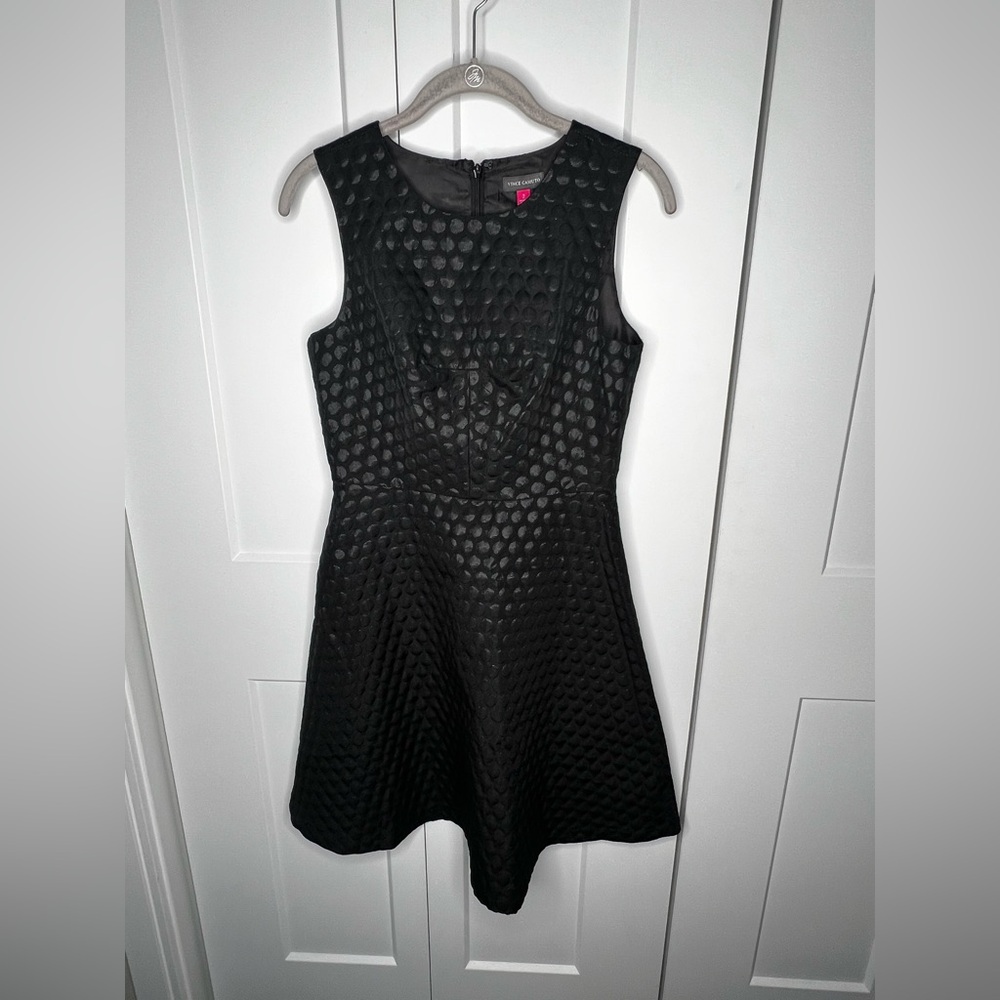 Vince Camuto Textured Polka Dot Black Mini Dress Women's Size Small